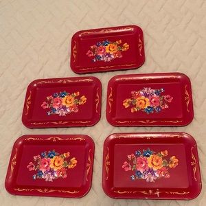 Vintage enamel tin trays set of 5